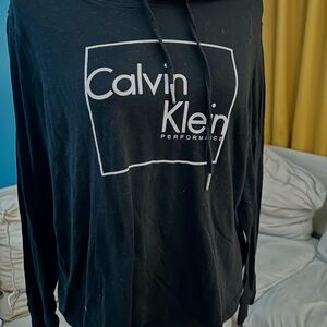 Calvin Klein Performance Black Top Size XL Long Sleeve Hooded Tee